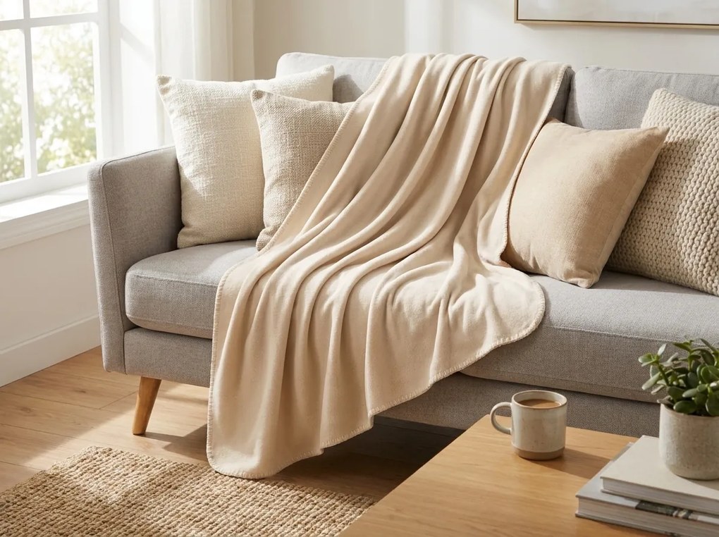 Patura din fleece MELVIRA DUO, piersic deschisă Dimensiune: 150 x 200 cm