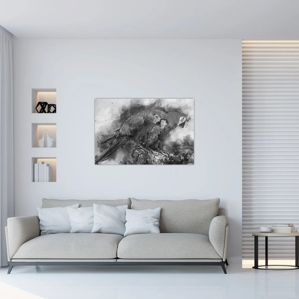 Tablou - Acuarelă papagali (90x60 cm)