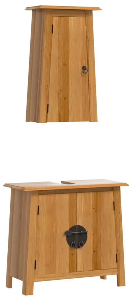 3223459 vidaXL Set mobilier de baie, 2 piese, lemn masiv de pin
