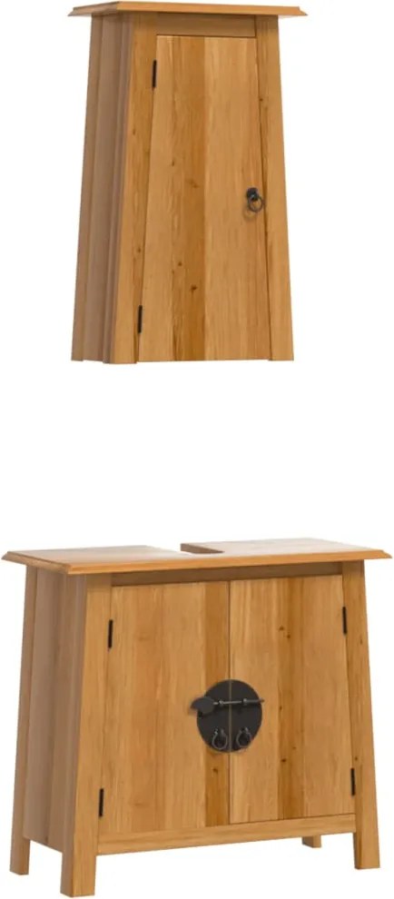 vidaXL Set mobilier de baie, 2 piese, lemn masiv de pin