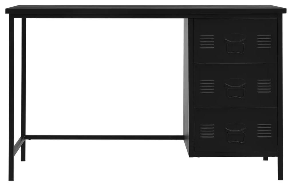 Birou cu sertare, negru, 120 x 55 x 75 cm, otel, industrial