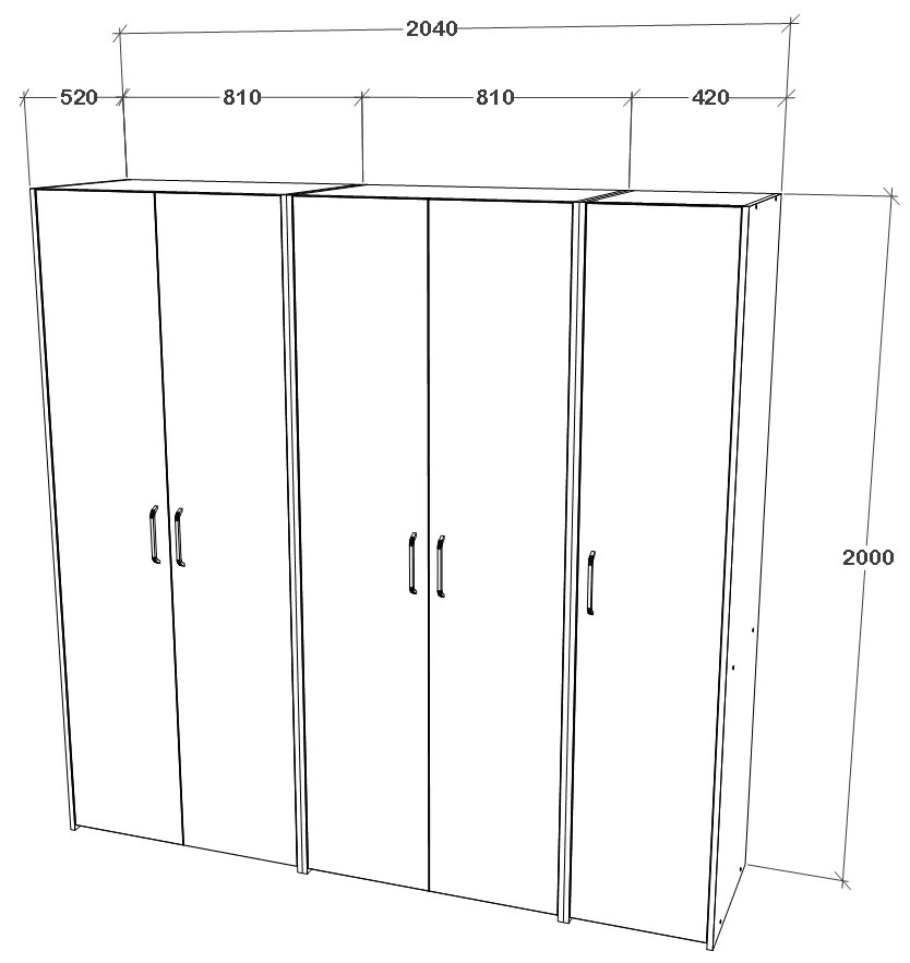 Dressing Malmo V1, Stejar Alb/Antracit, L 204 cm