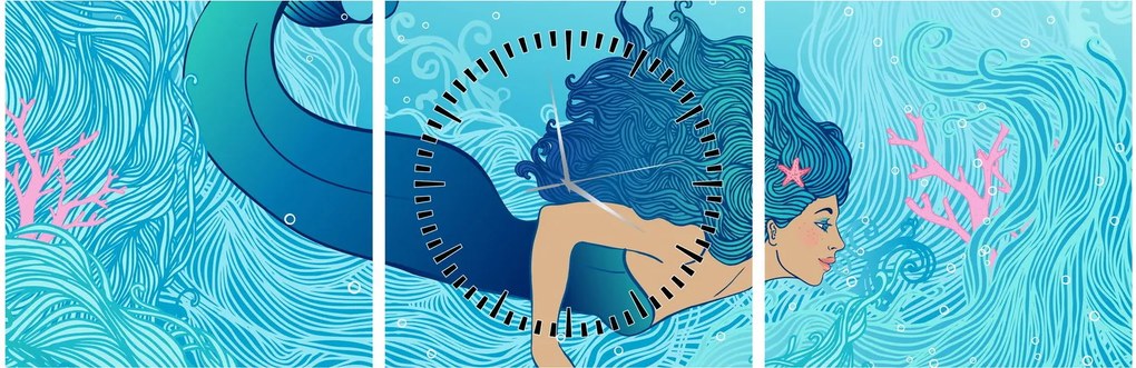 Tablou - Sirena (cu ceas) (90x30 cm)