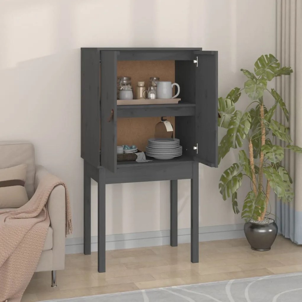vidaXL Dulap înalt, gri, 60x40x120 cm, lemn masiv de pin