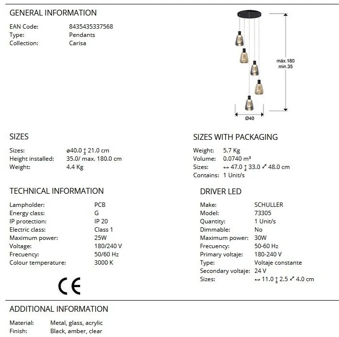 Lustra LED suspendata design modern Carisa 5L