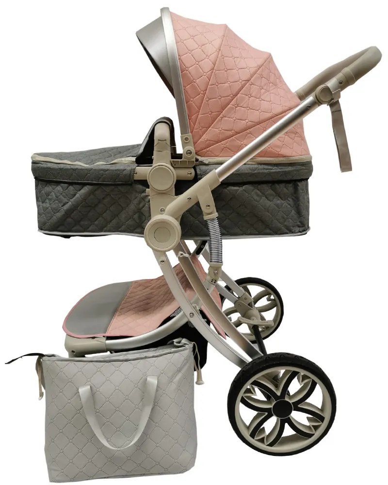 Carucior 2 in 1 cu landou transformabil in parte sport, 0-36 luni, Roz - CPC-15-roz
