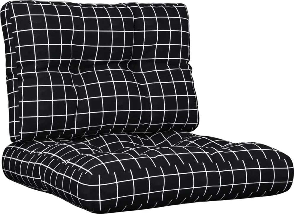 vidaXL Perne de paleți, 2 buc., negru carouri, textil