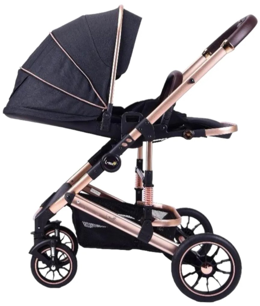 Carucior 2 in 1 reversibil, compact și pliabil, cu geanta inclusa, 0-36 luni - CPC-64-negru