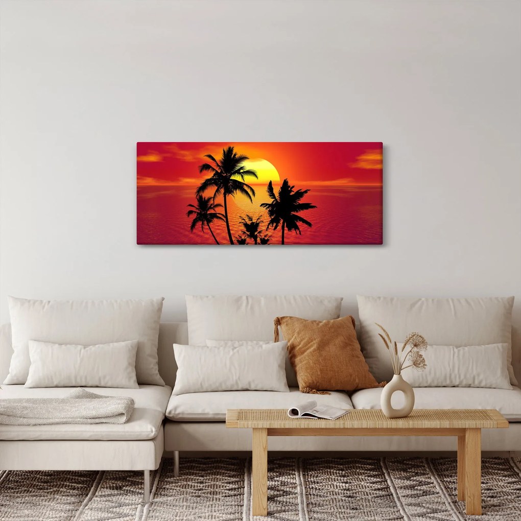 Tablou - Silueta insulei cu palmieri (120x50 cm)