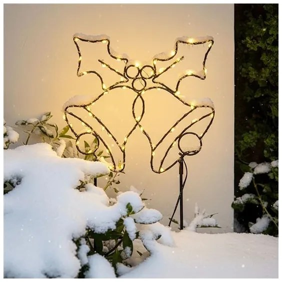 Solight 1V289 - Decorațiune LED de exterior pentru Crăciun, 100 LED/3xAA, IP44, lumină caldă, clopoței