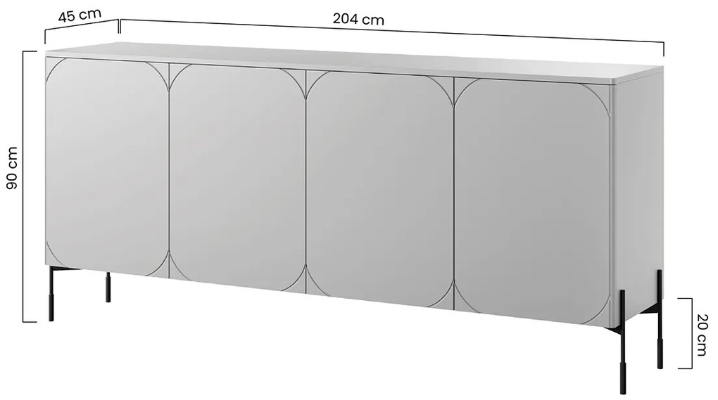 Comodă cu trei uși Sonatia 200 cm - cașmir