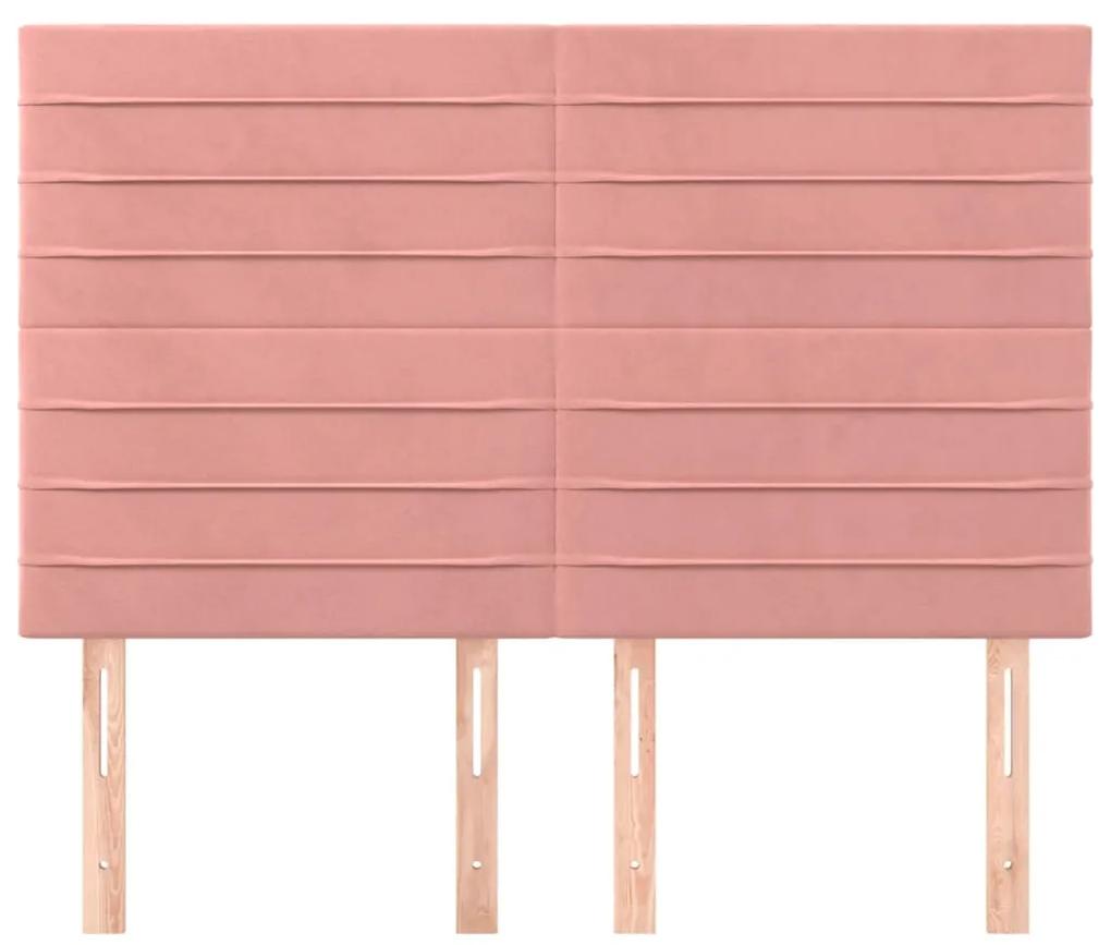 Tablii de pat, 4 buc, roz, 72x5x78 88 cm, catifea 4, Roz, 144 x 5 x 118 128 cm