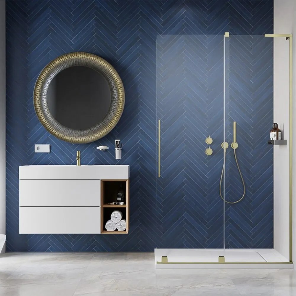 Paravan de dus tip Walk-in Radaway Furo SL auriu periat-transparent 120 cm sticla securizata 8 mm dreapta