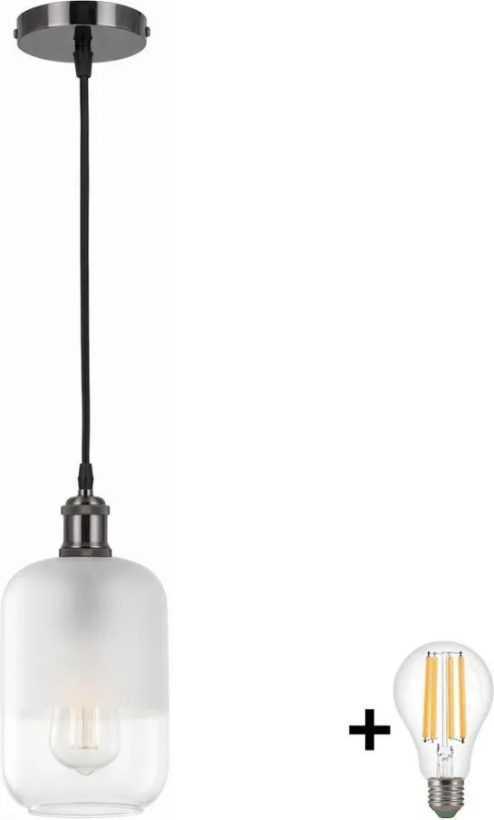 BRILAGI - LED lustra suspendată pe cablu RETRO GLASS 1xE27/60W/230V Ø 14 cm negru/alb