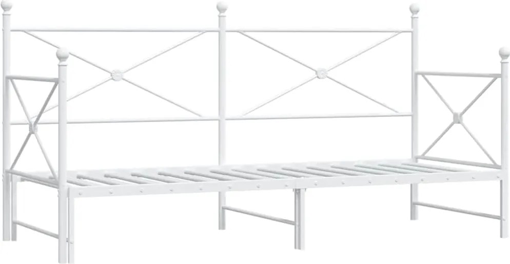 vidaXL Pat de zi cu căuț fără saltea Alb 80x200 cm Oțel
