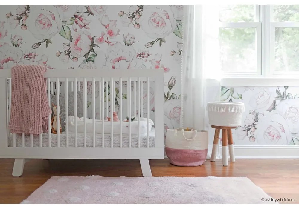 Covor pentru copii roz lavabil/țesut manual din bumbac 120x160 cm Polka Dots Pink – Lorena Canals