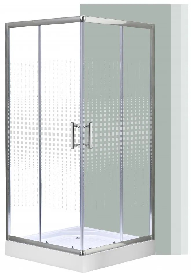 Cabină de duș pătrată Spirit Matrix 90x90 cm cu cădiță de duș acrilică armată