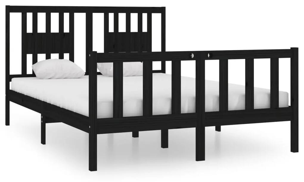 3104112 vidaXL Cadru de pat, negru, 140x190 cm, lemn masiv