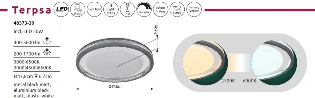 Plafoniera LED cu telecomanda design slim TERPSA