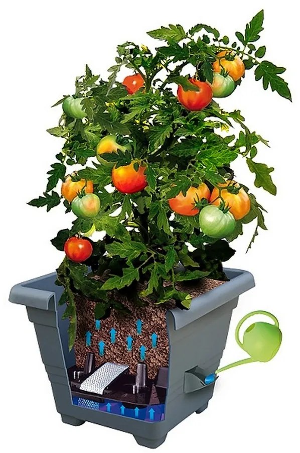 Jardinieră cu auto-irigare Plastia Bergamot35 x 35 cm, maro