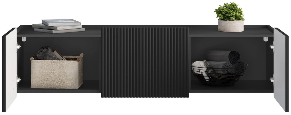 Dulap TV Malmi 150 cm suspendată - negru mat / auriu