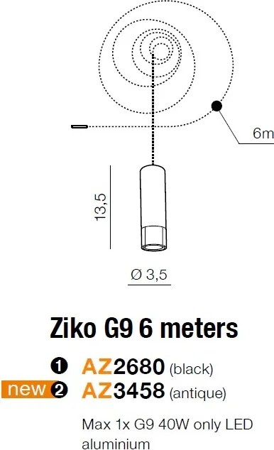 Accesoriu/ Cablu 6 metri cu dulie Ziko negru ZZ AZ2680
