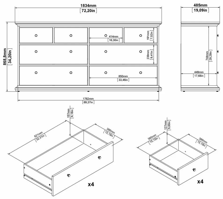 Comodă Provence V, gri