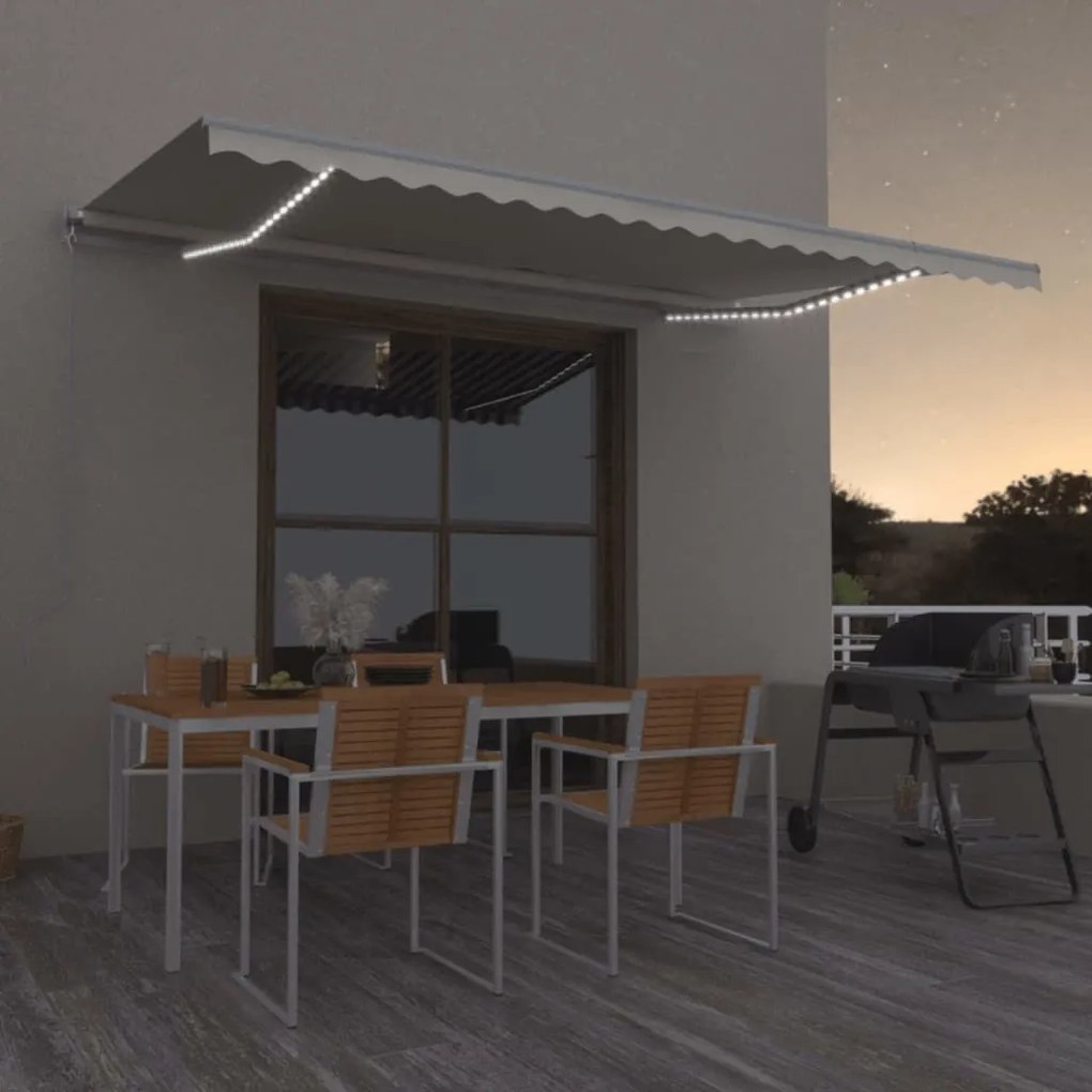vidaXL Copertină retractabilă manual cu LED, crem, 500x300 cm