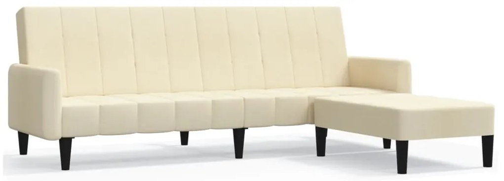 3080579 vidaXL Canapea extensibilă 2 locuri, cu taburet, crem, catifea