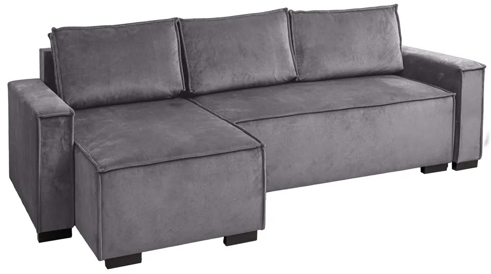 Canapea extensibila cu colt bilateral SMART VELVET, gri