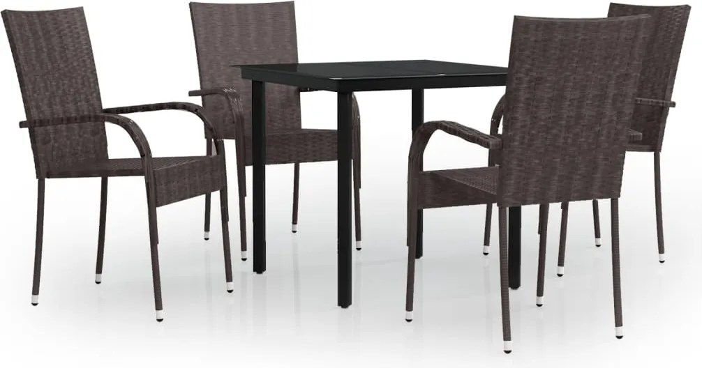 vidaXL Set mobilier de grădină, 5 piese, maro și negru