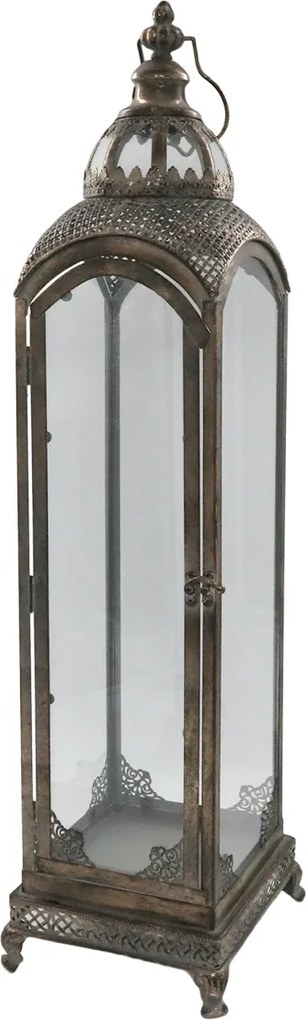 Felinar de exterior, din metal, cu patina aurie, H81cm