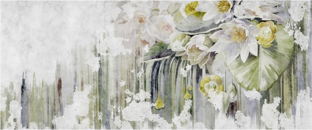 Tablou - Flori albe, vintage (120x50 cm)