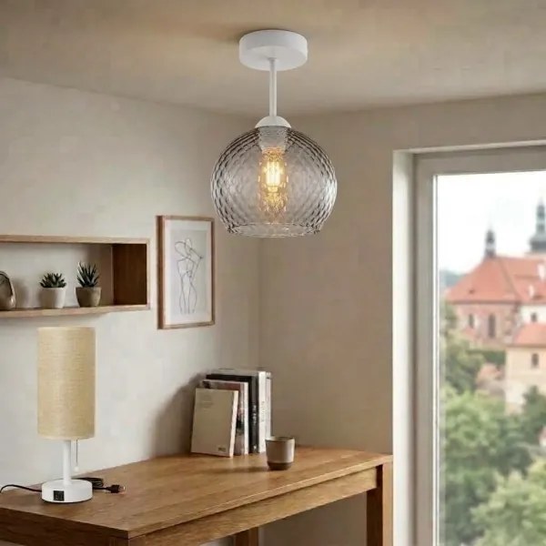 BRILAGI - Plafonieră LED aplicată R GLASS 1xE27/60W/230V Ø 25 cm alb/gri fumuriu