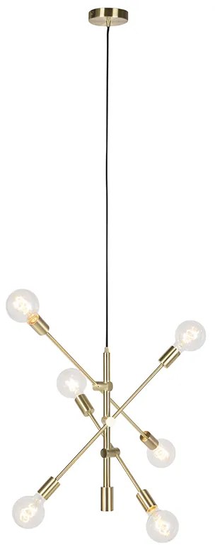 Lampă suspendată Art Deco din alamă cu 6 lumini - Sydney
