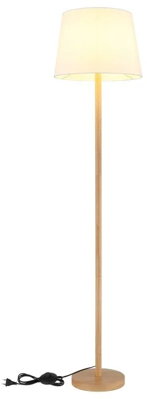 Lampadar de podea metal aspect lemn abajur textil alb JORIS