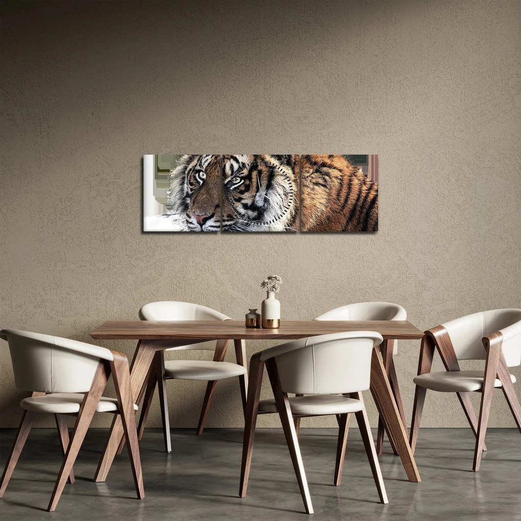Tablou cu tigrul (cu ceas) (90x30 cm)
