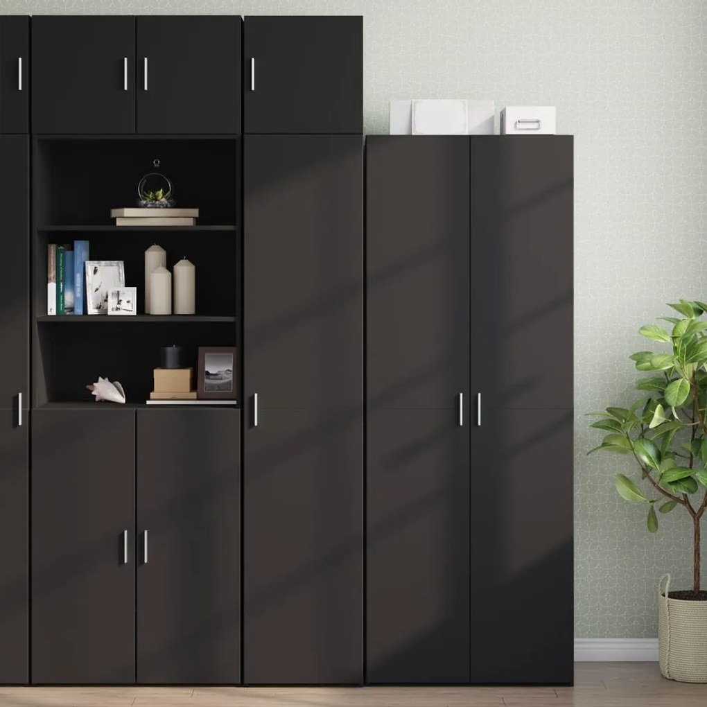 vidaXL Dulap depozitare slim negru 40x42,5x225 cm lemn prelucrat