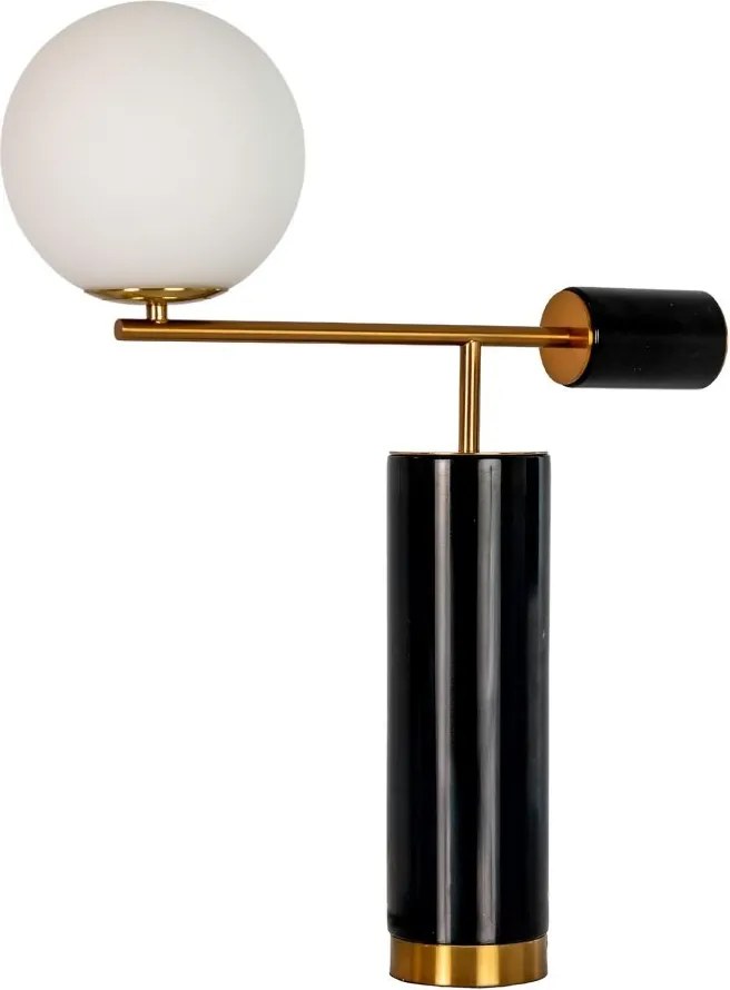 Lampa de masa din otel negru si marmura portelanata neagra