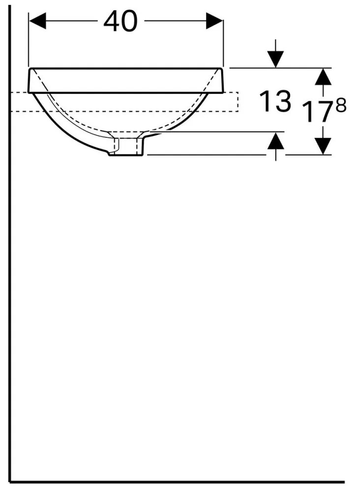 Lavoar baie incastrat alb 60 cm, oval, Geberit Variform Eliptic Fara orificiu