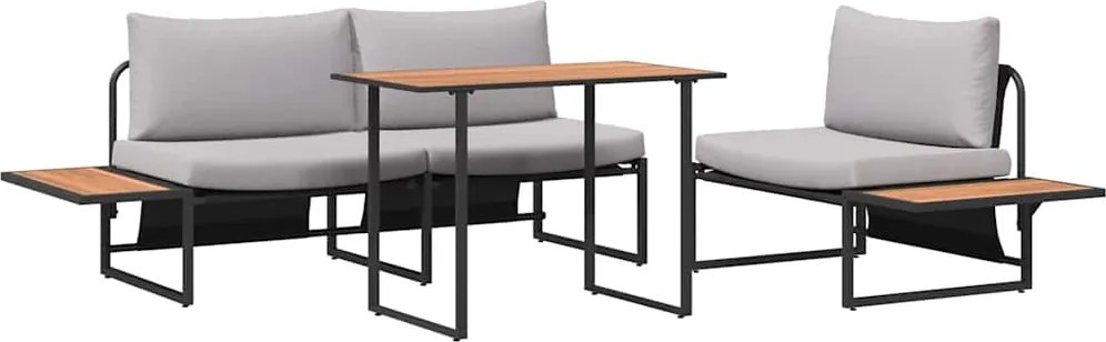 vidaXL Set de masă pentru grădină 3 pcs Gri deschis Oțel