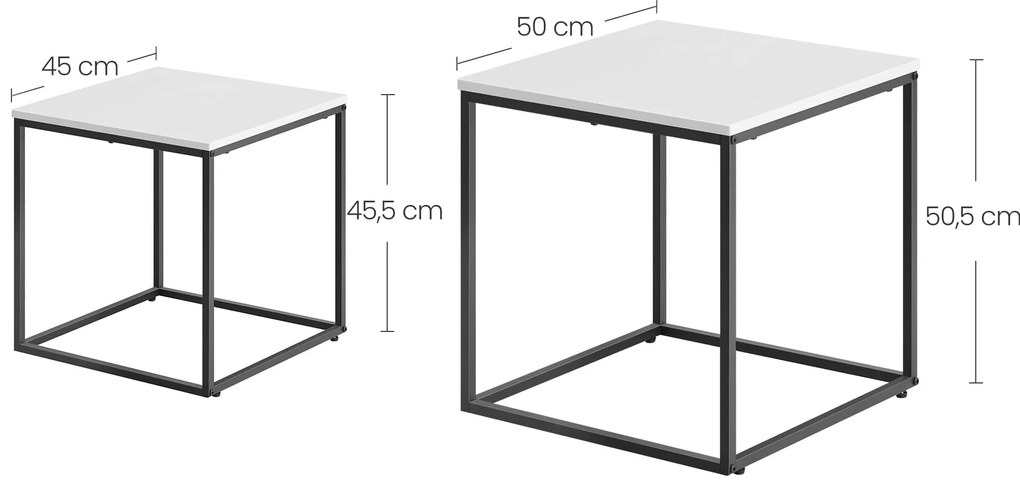 Set 2 piese mese de cafea QUADRO, albe
