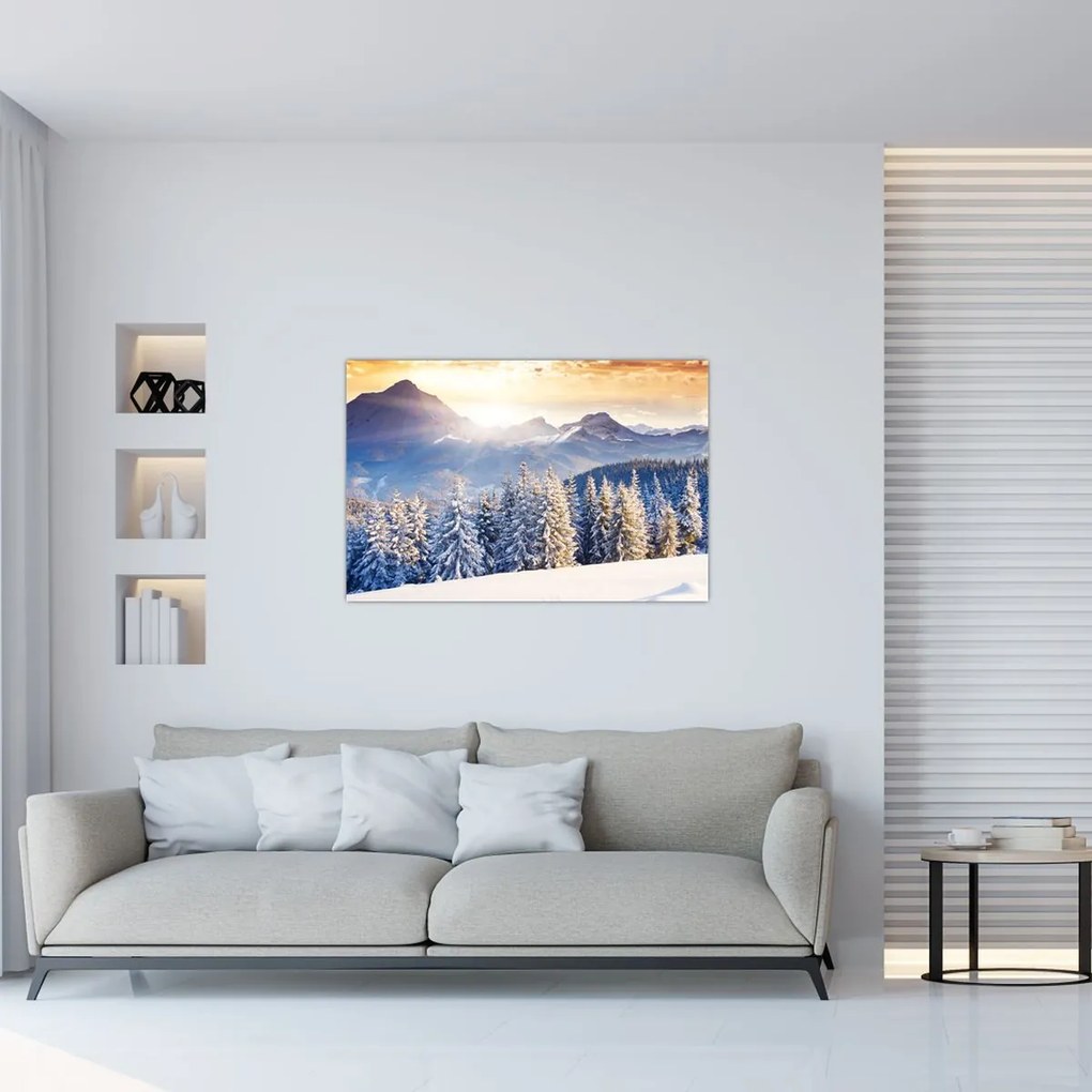 Tablou - Peisaj montan în timpul iernii (90x60 cm)