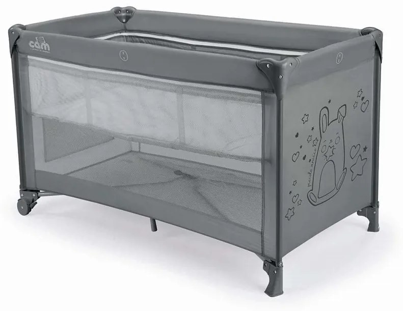 Patut pliant voiaj ultraportabil pentru copii   Pisolino  , usor de transportat, ideal pentru calatorii, material rezistent cu protectii laterale si saltea inclusa, Coniglio