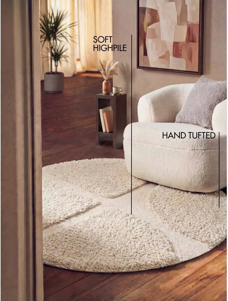 Covor crem țesut manual rotund ø 160 cm Lambeth Jasper – Ted Baker