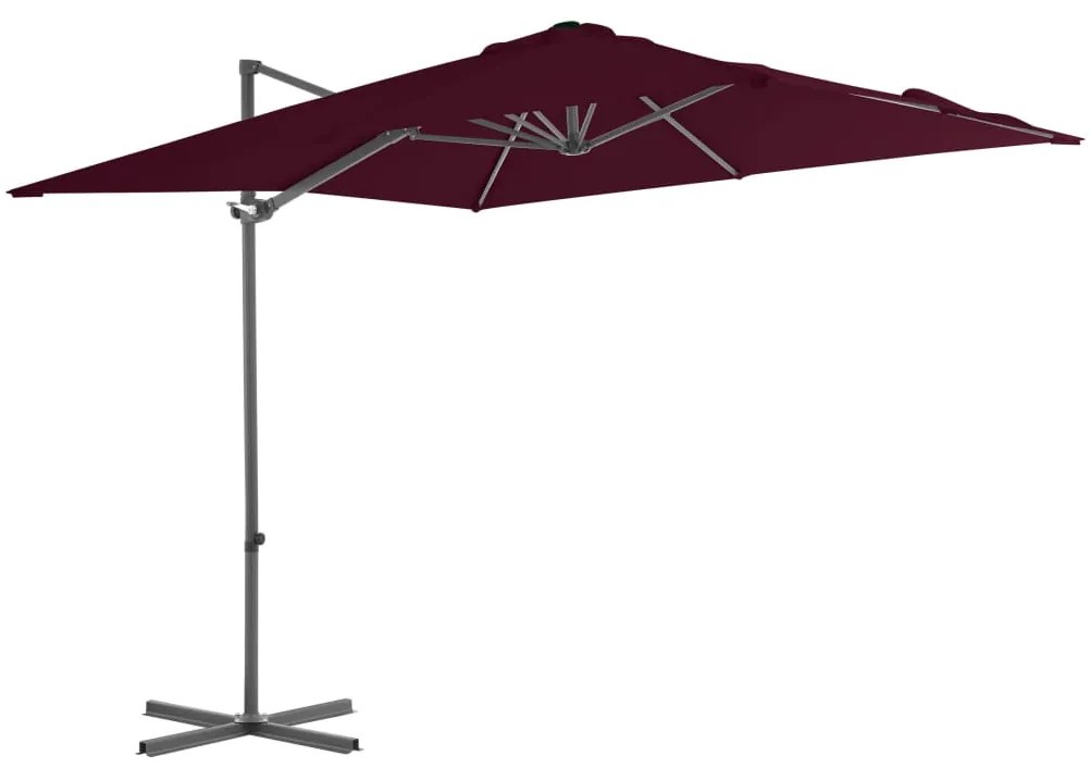 vidaXL Umbrelă în consolă cu stâlp din aluminiu, bordo, 250x250 cm