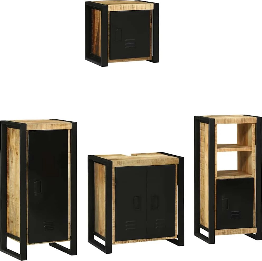 vidaXL Set de mobilier pentru baie cu sertar 4 pcs Lemn de mango solid
