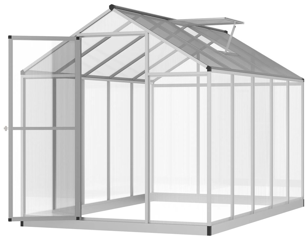 Outsunny Seră de Grădină 3 x 2 m Aluminiu Policarbonat 5,5 m² Fundație Fereastră locket | Aosom Romania