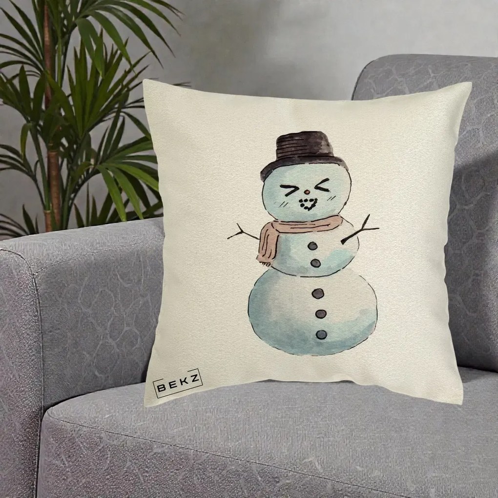 Perna Decorativa Om de Zapada Kawaii Haios, 40x40 cm, Ecru, Husa Detasabila, Perna Inclusa, BEKZ®