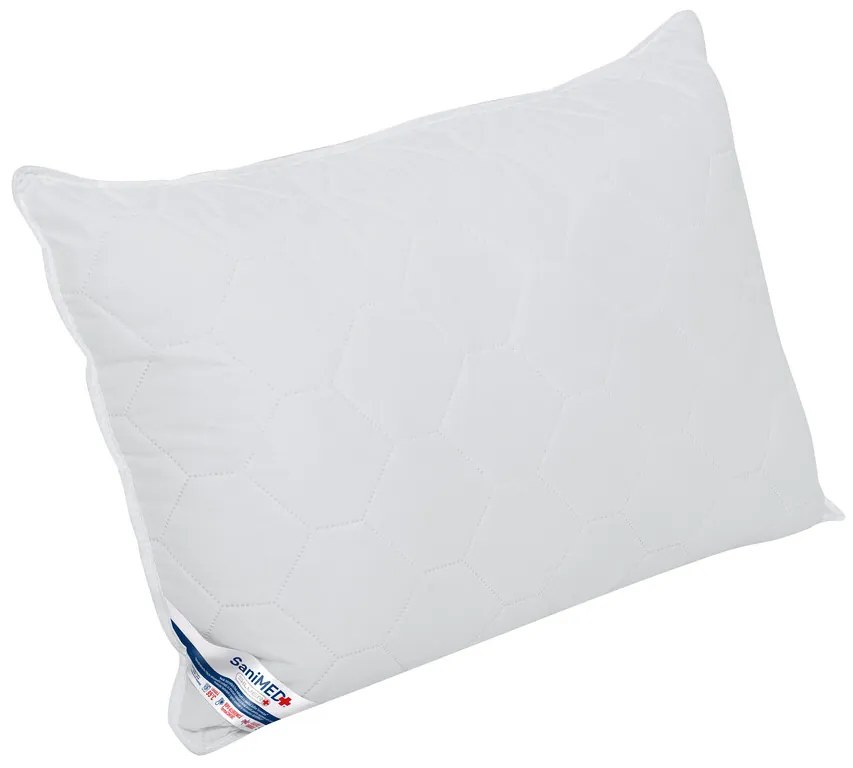 Set 2 perne Alcam, SaniMed® 50x70 cm, microfibra matlasata hipoalergenica, umplutura cu tratament SILVERPLUS®